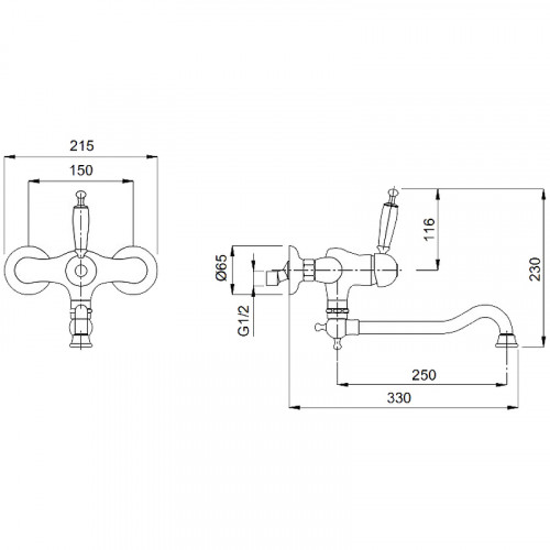 Смеситель для кухни Migliore Oxford 18275 Золото латунь на стену