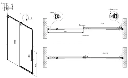 Душевая дверь Vincea Ultima 140 VDS-7UL140CL профиль Хром стекло прозрачное