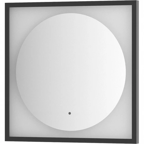 Зеркало Defesto Eclipce 60х60 DF 2231R с подсветкой 12W-3000К/в багетной раме/ИК - выключатель/Теплый белый свет/Черная рама
