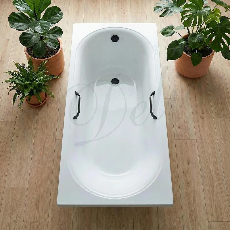 Ванна из искусственного камня Delice Dolce 170х75 DLR330059RB-G цвет Белый глянцевый с черными ручками