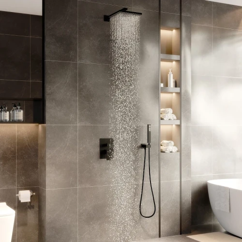 Душевая система Berges Nardis 2S Black 071002 Черная матовая латунь встраиваемый
