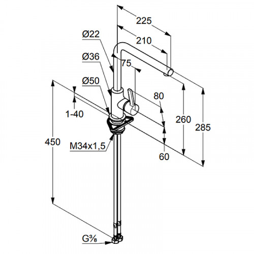 Смеситель для кухни Kludi L-ine 408030575 Хром латунь