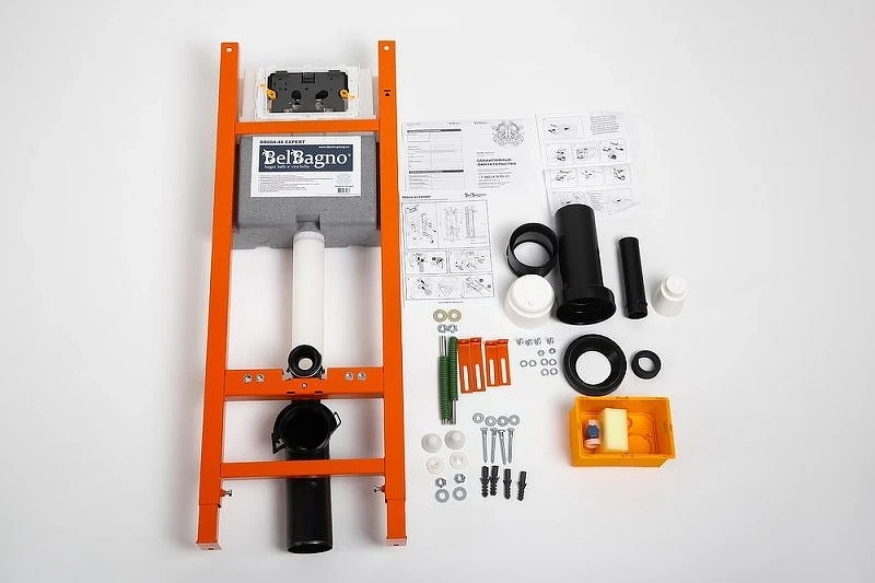 Комплект унитаза с инсталляцией BelBagno Onda BB066CHR/BB870SC/BB004-40 EXPERT/BB014-SR-BIANCO с сиденьем Микролифт и Белой клавишей смыва фаянс подвесной