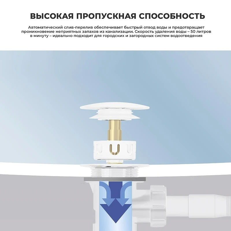Слив-перелив Wellsee Useful Extras 231913000 click-clack цвет Белый матовый