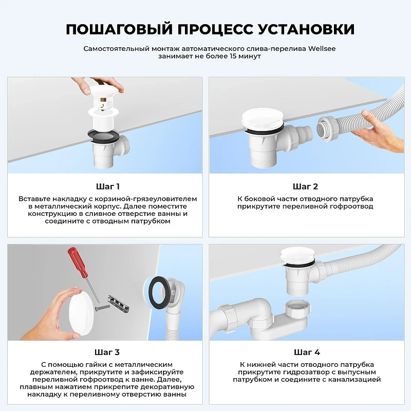 Слив-перелив Wellsee Useful Extras 231913000 click-clack цвет Белый матовый