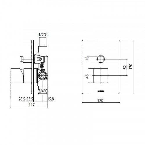 Смеситель для душа Bossini Cube Z00063.030+Z00005 цвет Хром