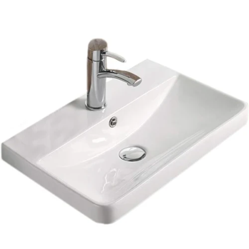Раковина CeramaLux 50 9595-50 Белая фаянс полувстраиваемая