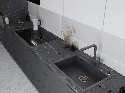 Кухонная мойка Emar Quartz 64 EMQ-1640.Q цвет Антрацит