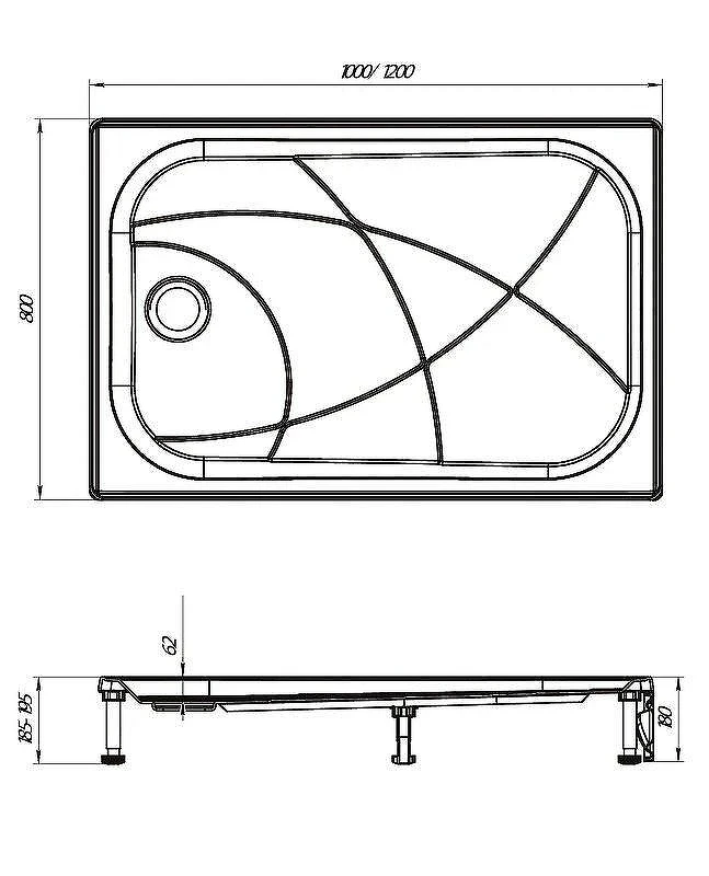 Акриловый поддон для душа 1MarKa Freya New 100x80 01пфн1080пК цвет Белый