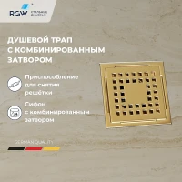 Душевой трап RGW Drain Leo-01-10Gb 60210110-06 с решеткой Золото брашированное