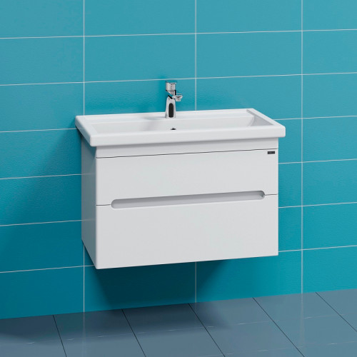 Тумба под раковину СанТа Лондон 80 224037 подвесная Белая МДФ / ЛДСП