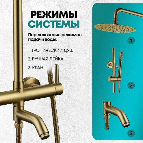 Душевая система Grocenberg GB7099MG Золото матовое