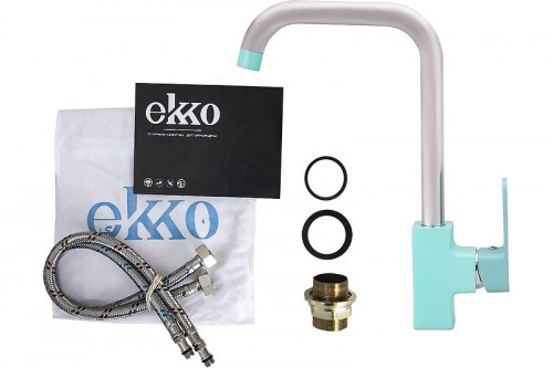 Смеситель для кухни Ekko E40303 цвет Хром Бирюзовый