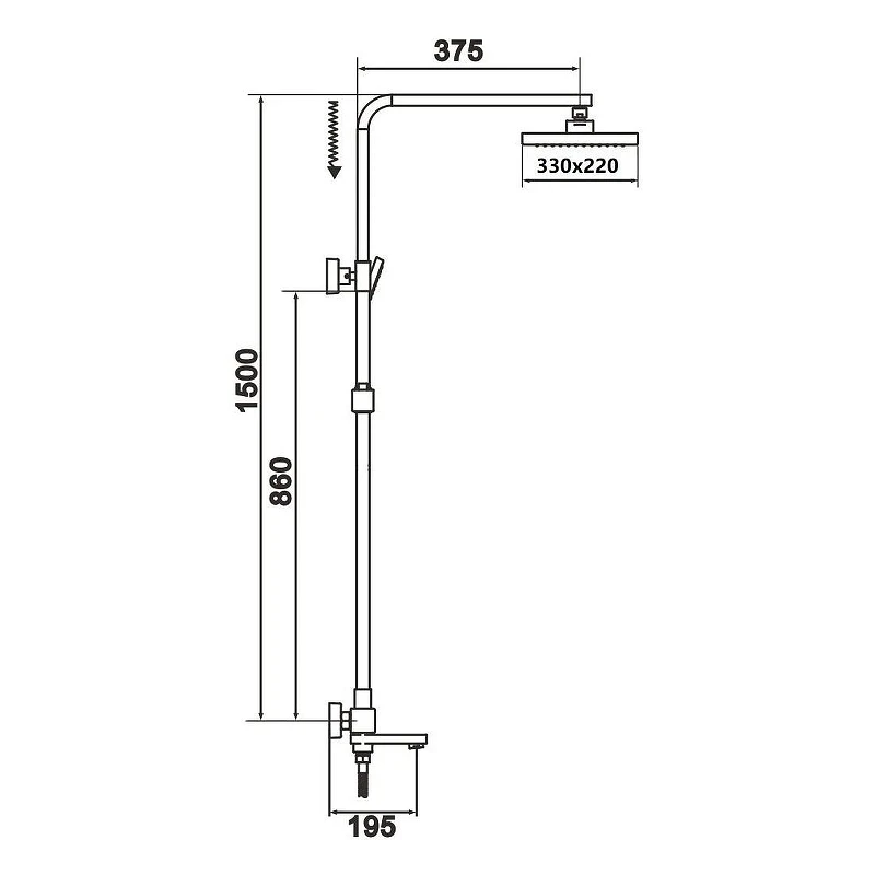 Душевая система Rose R1056T цвет Оружейная сталь