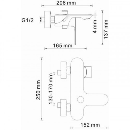 Смеситель для ванны WasserKRAFT Dinkel 5801 Хром латунь на стену