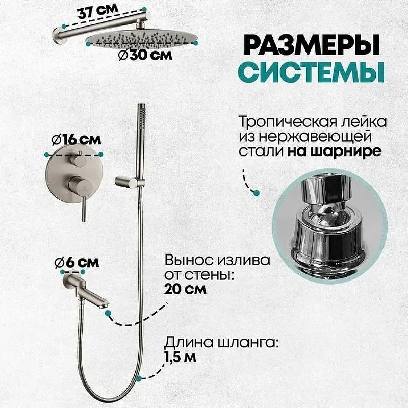 Душевая система Grocenberg GB5099NK-1 Никель