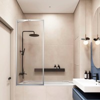 Шторка на ванну Veconi Palau 90 PL85-90-01-C7 профиль Хром стекло прозрачное