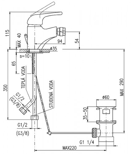 Смеситель для биде Rav Slezak Sazava SA045.5 Хром латунь