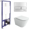 Унитаз с инсталляцией Ceramicanova Union CN4009T + Berges Novum L3 040213 с сиденьем Микролифт и клавишей смыва Хром