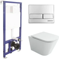 Унитаз с инсталляцией Ceramicanova Union CN4009T + Berges Novum L3 040213 с сиденьем Микролифт и клавишей смыва Хром