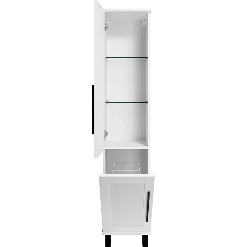 Шкаф пенал Misty Модерн 35 L П-Мод05035-011Л с бельевой корзиной Белый матовый