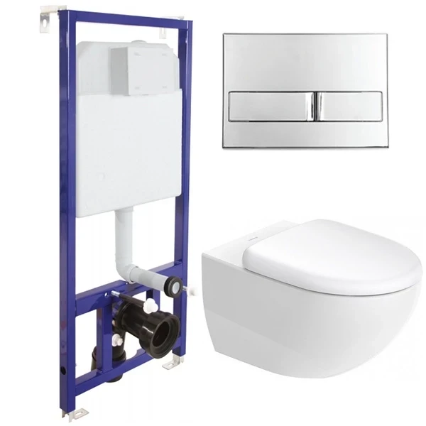 Комплект унитаза Duravit Architec 45720900A1 с инсталляцией Berges Novum L3 040213 с сиденьем Микролифт и клавишей смыва Хром