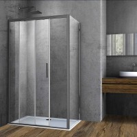 Душевой уголок Vincea Soft 150x90 VSR-3SO9015CLGM профиль Вороненая сталь стекло прозрачное