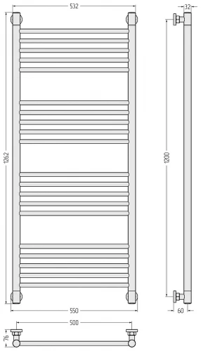 Водяной полотенцесушитель Сунержа Богема+ прямая 120x50 30-0220-1250 цвет Матовый белый