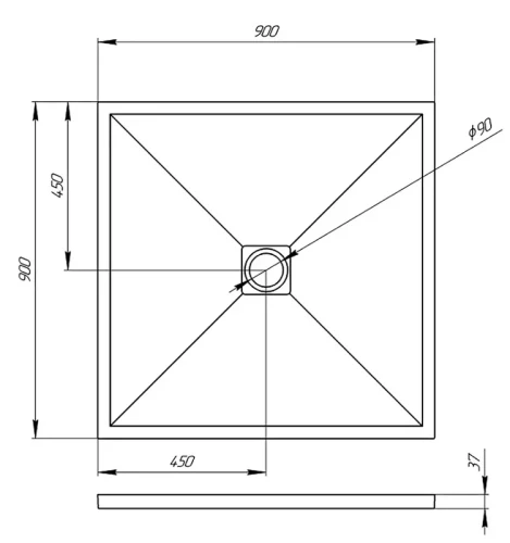 Душевой поддон из искусственного камня Veconi Tezeo 90x90 TZW20-90-R1 Белый