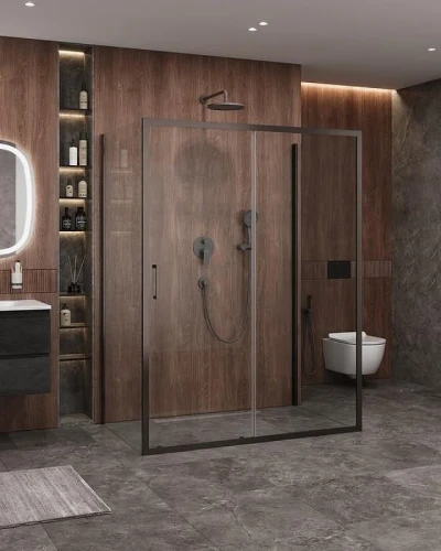 Душевой уголок Cezares Molveno 150x90 MOLVENO-AH-12-150/90-C-GM-IV профиль Оружейная сталь стекло прозрачное