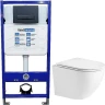 Унитаз с инсталляцией WeltWasser Merzbach 043 GL-WT 10000009939 + WellWant Standart 50 WWISI111BB с сиденьем Микролифт и Черной матовой клавишей смыва
