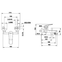 Смеситель для ванны Bravat Rhein F6429564BW-01-ENG Черный матовый латунь на стену