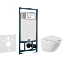 Комплект унитаза BelBagno Amanda BB051CHR+BB051SC с сиденьем Микролифт и инсталляцией WeltWasser WW Marberg 507 10000005949+10000005953 с клавишей смыва Хром глянцевый фаянс подвесной