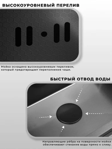 Кухонная мойка Wisent 70 WS37050BD/WGER019B/W405B цвет Графит