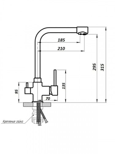 Смеситель для кухни Wisent W4355-3-22 цвет Черный