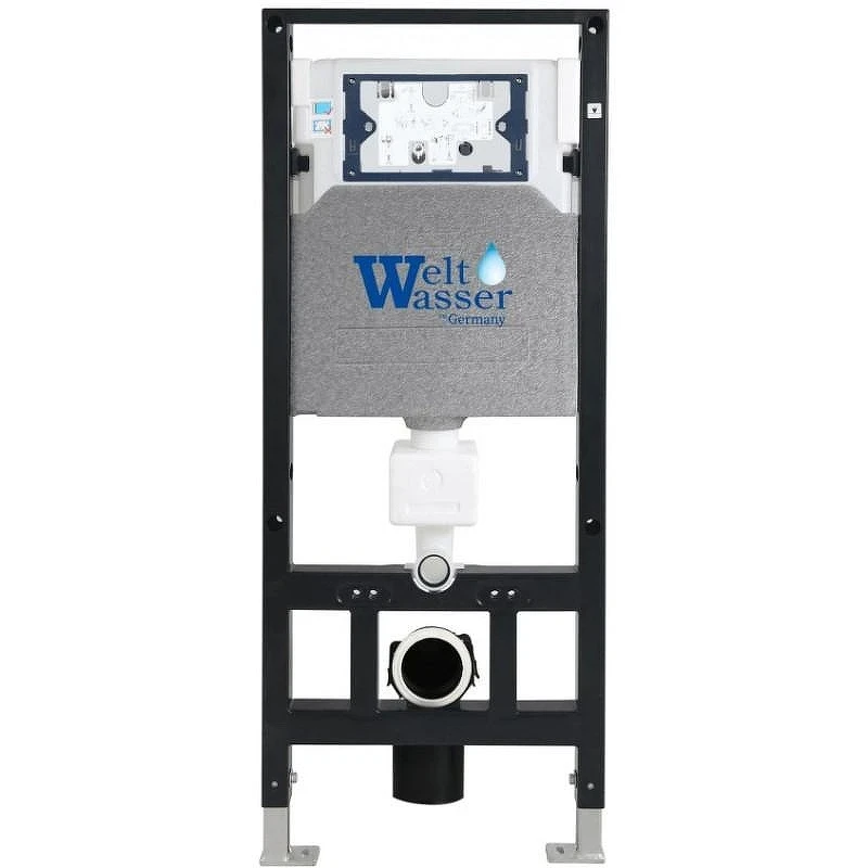 Комплект унитаза с инсталляцией WeltWasser AMBERG 506 + HOFBACH 041 GL-WT + AMBERG RD-MT CR 10000011659 цвет Белый глянцевый с сиденьем Микролифт и клавишей смыва цвет Хром матовый