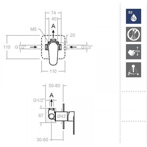 Смеситель для душа Ramonsoler Alexia 361801SNC Никель брашированный