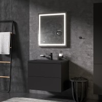 Комплект мебели для ванной AM.PM Gem 75 BK90GN подвесной Черный матовый со смесителем для раковины и аксессуарами МДФ / ЛДСП