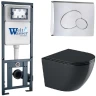 Комплект унитаза с инсталляцией WeltWasser MARBERG 410 + MERZBACH 043 GL-BL + MAR 410 RD-CR 10000012199 цвет Черный глянцевый с сиденьем Микролифт и клавишей смыва цвет Хром