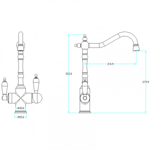 Смеситель для кухни Boheme Tradizionale Chromo 113-BSW Хром латунь