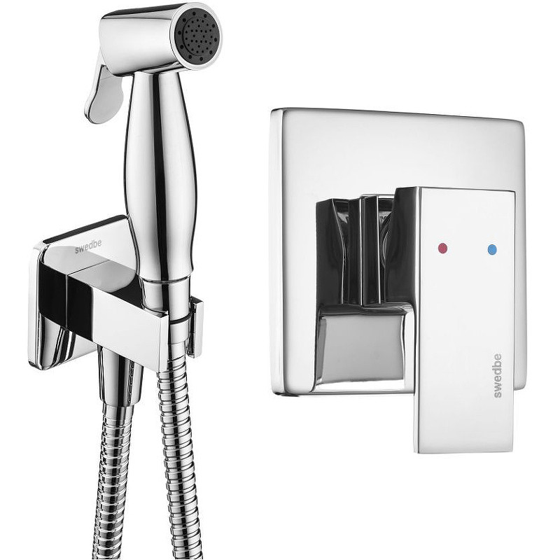 Гигиенический душ со смесителем Swedbe Platta 5526 Хром латунь на стену