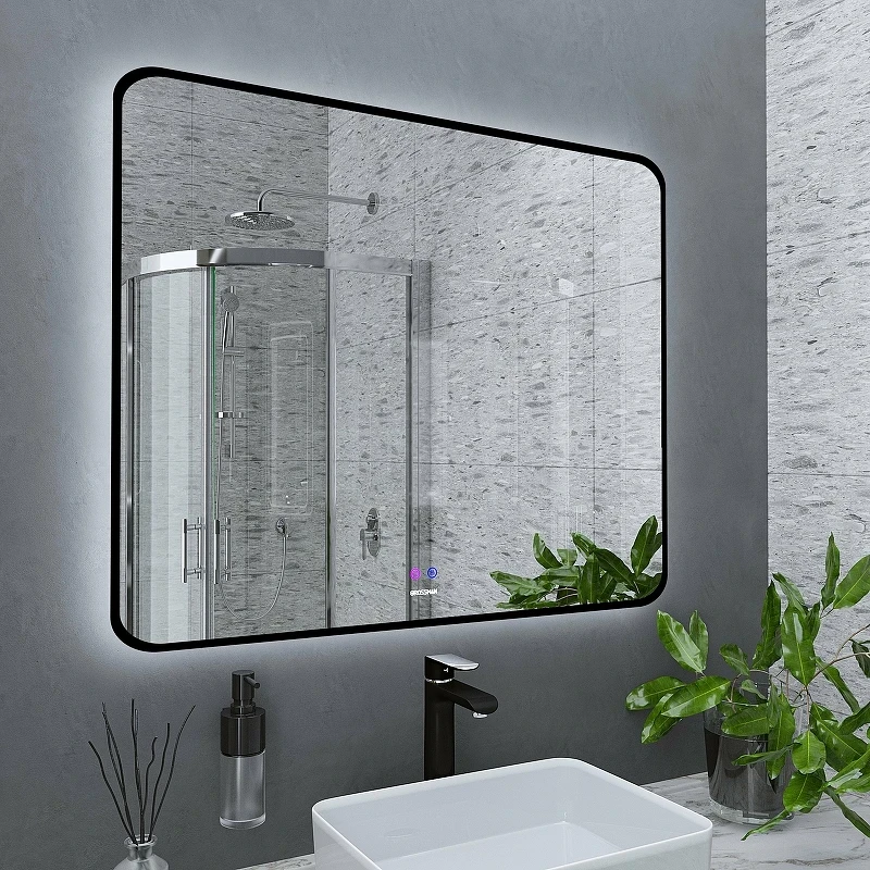 Зеркало Grossman Elegans-норма Black 90 1790802 с подсветкой Черное с сенсорным выключателем и подогревом стекло