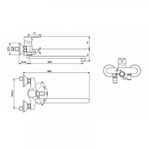 Смеситель для ванны D-Lin D147601 универсальный цвет Хром