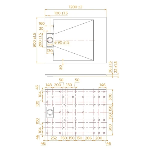 Душевой поддон из стеклокомпозита RGW SMC 90x120 553702912-04 цвет Черный