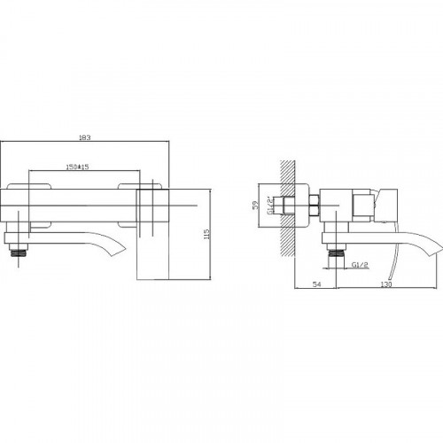Смеситель для ванны Haiba HB60815 Нержавеющая сталь нержавеющая сталь на стену