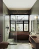 Душевая перегородка Maybah Glass MGD-701-6у 690x1950 в узком профиле Черный стекло прозрачное