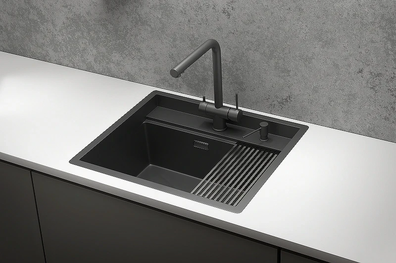 Кухонная мойка Granula Kitchen Space 60 6051 цвет Черный матовый