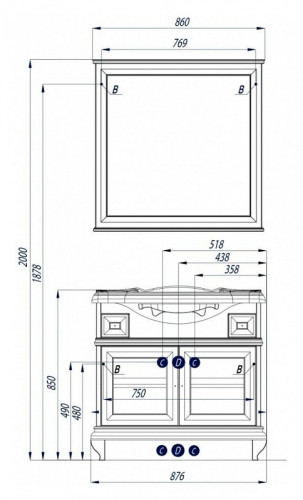 Зеркало Aquaton Беатриче 86 1A191802BEM60 цвет Слоновая кость патина