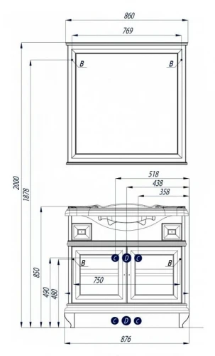 Зеркало Aquaton Беатриче 86 1A191802BEM60 цвет Слоновая кость патина