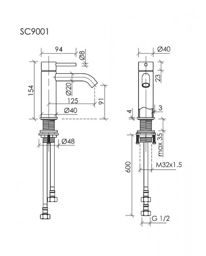 Смеситель для раковины Sancos Etna SC9001BN цвет Никель брашированный